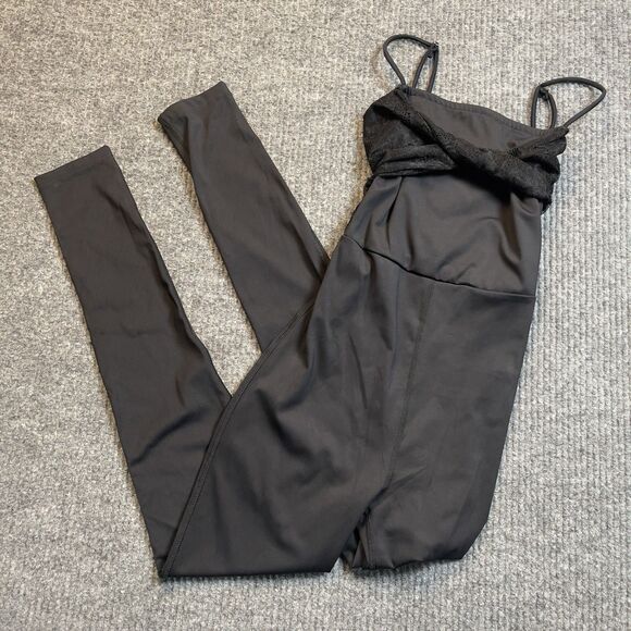 Free People Pants - Free People FP MOVEMENT Size XS Lace Me Up One Piece Jumpsuit Black Stretch NEW